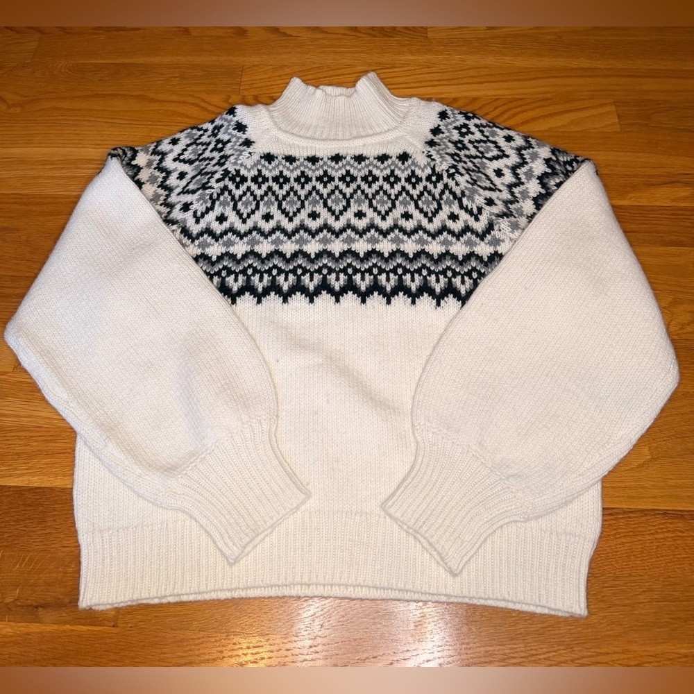 GAP Fair Isle Sweater Small Nordic Knit Mock Neck Winter Pullover NWT